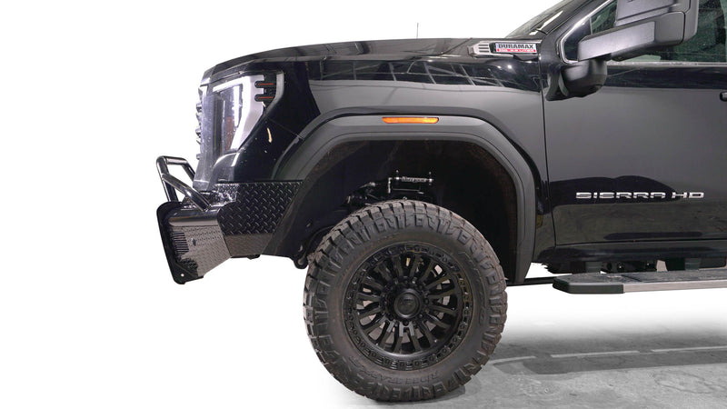 Fab Fours GM24-S6262-1 GMC Sierra 2500/3500 HD 2024 Black Steel Front Bumper Pre-Runner Guard - BumperStock