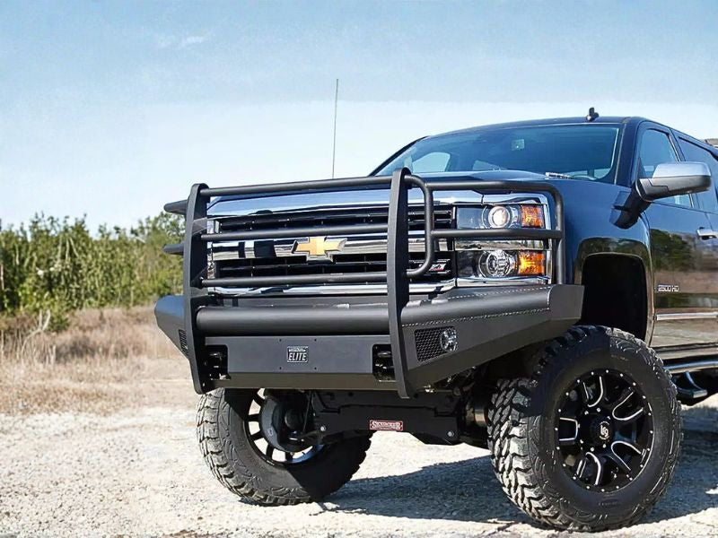 Fab Fours DR94-Q1560-1 Dodge Ram 2500/3500 HD 1994-2002 Black Steel Elite Front Bumper Full Guard