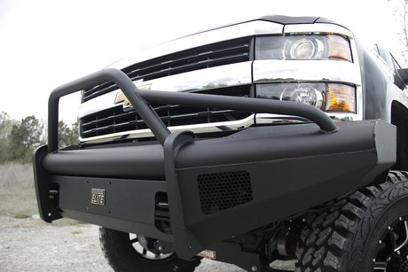 Fab Fours CH14-Q3062-1 2015-2019 Chevy Silverado 2500/3500 HD Black Steel Elite Front Bumper Pre-Runner Guard - BumperStock