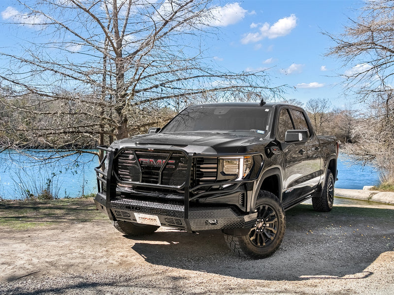 Frontier Original 300-32-2008 front bumper with full grille guard on 2022.5-2026 GMC Sierra 1500 - BumperStock