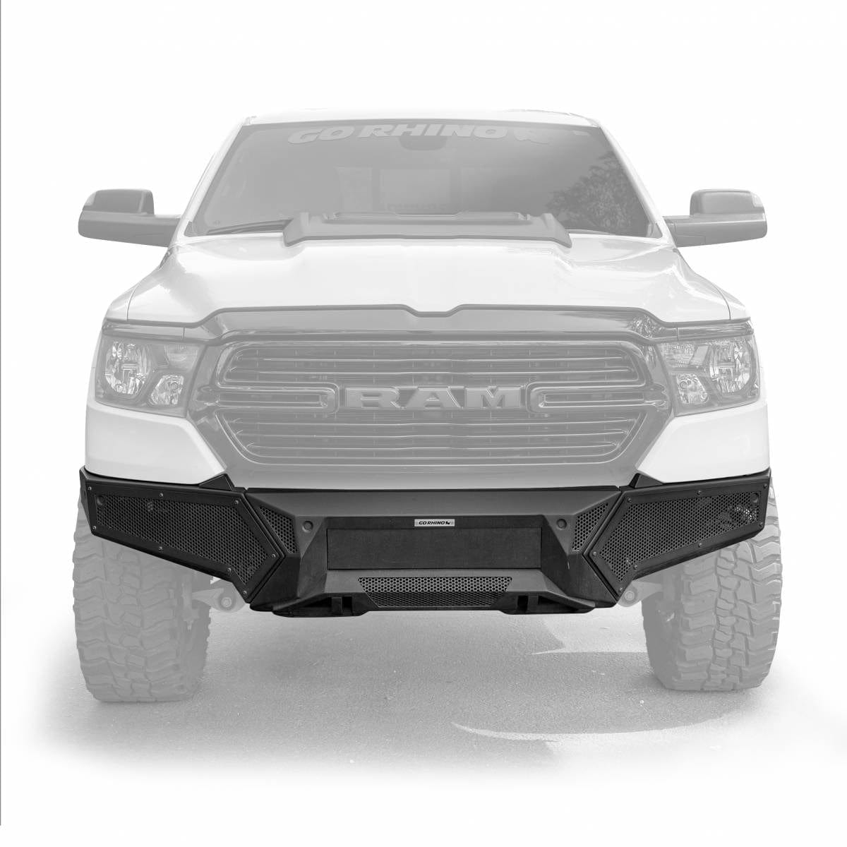 Go Rhino 341301T 2019-2023 Ram 1500 Element Front Bumper with Power Actuated Hide-Away Light Bar Mount - BumperStock