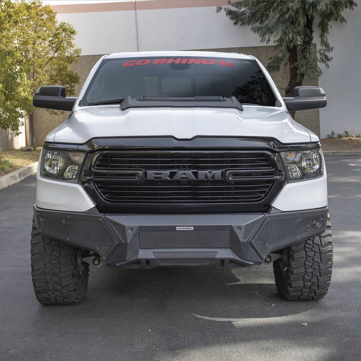 Go Rhino 341301T 2019-2023 Ram 1500 Element Front Bumper with Power Actuated Hide-Away Light Bar Mount - BumperStock
