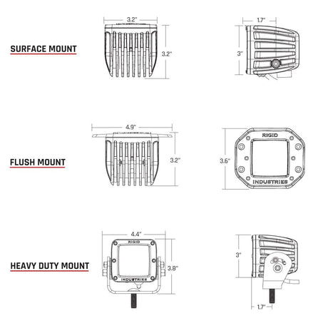 Rigid 212513BLK D-Series PRO Spot Diffused Midnight Flush Mount Pair - BumperStock