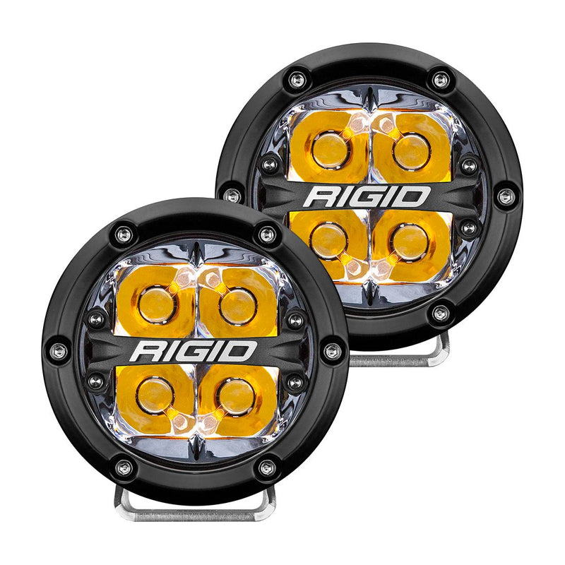 Rigid 36114 360-Series 4 Inch LED Off-Road Spot Optic with Amber Backlight Pair
