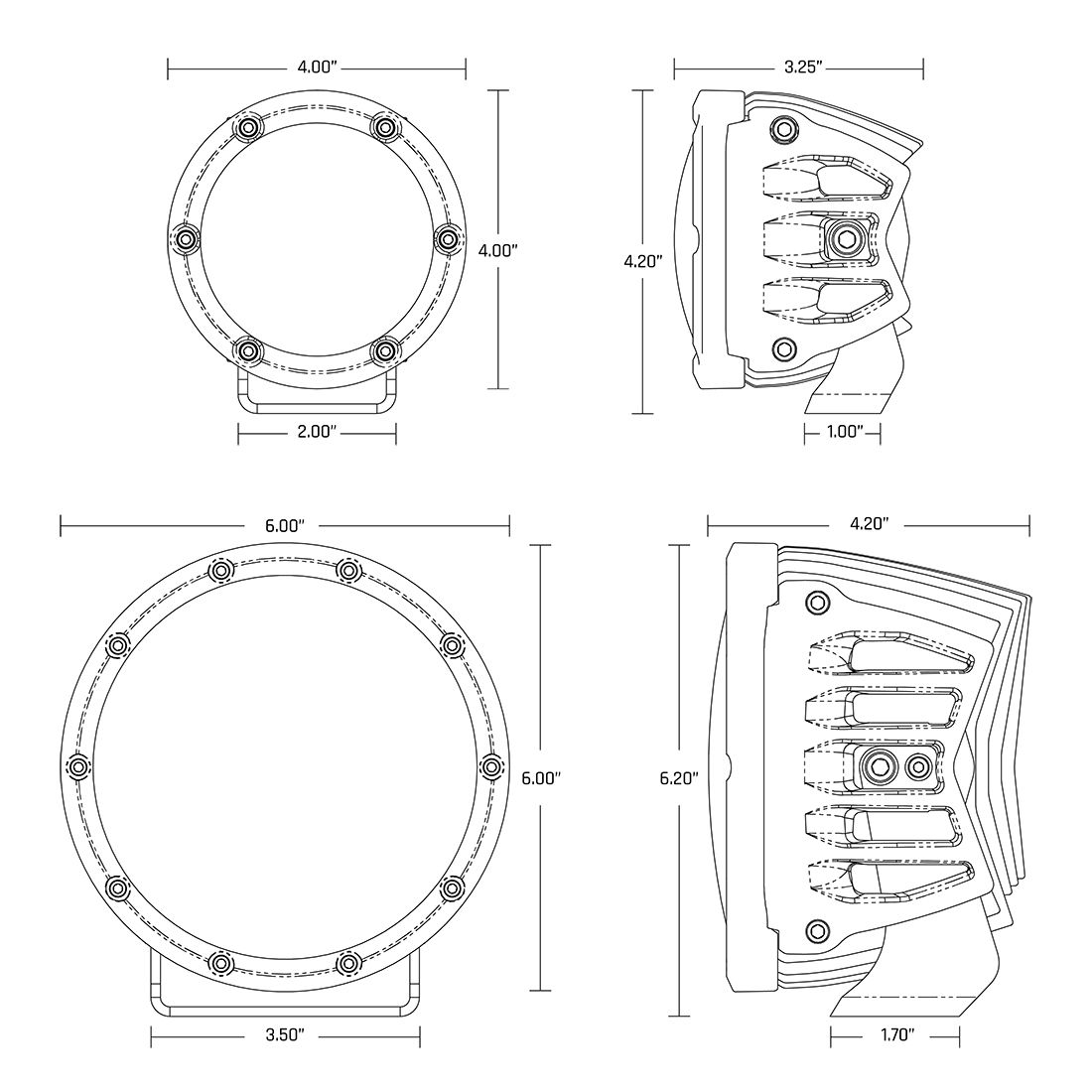 Rigid 36115 360-Series 4 Inch LED Off-Road Spot Optic with Blue Backlight Pair - BumperStock