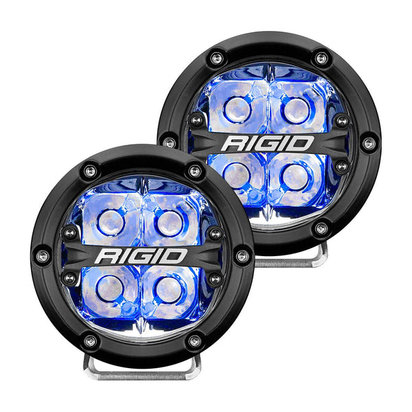 Rigid 36115 360-Series 4 Inch LED Off-Road Spot Optic with Blue Backlight Pair - BumperStock