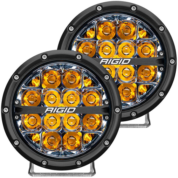 Rigid 36201 360-Series 6 Inch LED Off-Road Spot Optic with Amber Backlight Pair