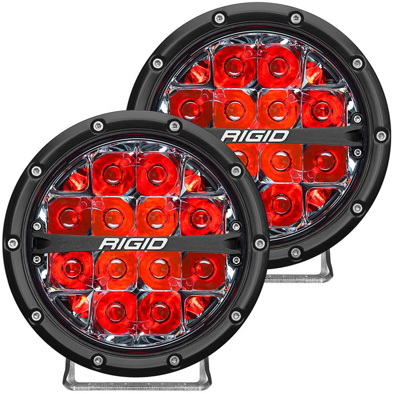 Rigid 36203 360-Series 6 Inch LED Off-Road Spot Optic with Red Backlight Pair - BumperStock