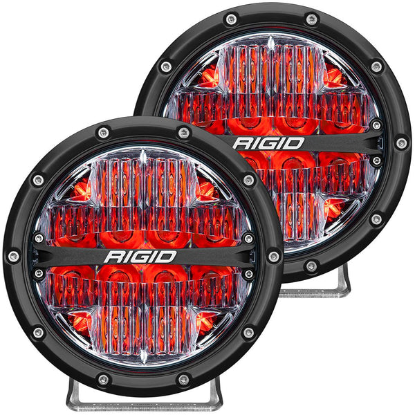 Rigid 36205 360-Series 6 Inch LED Off-Road Drive Optic with Red Backlight Pair - BumperStock