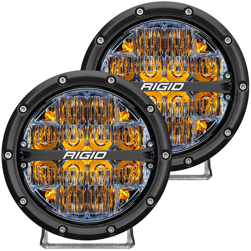 Rigid 36206 360-Series 6 Inch LED Off-Road Drive Optic with Amber Backlight Pair - BumperStock