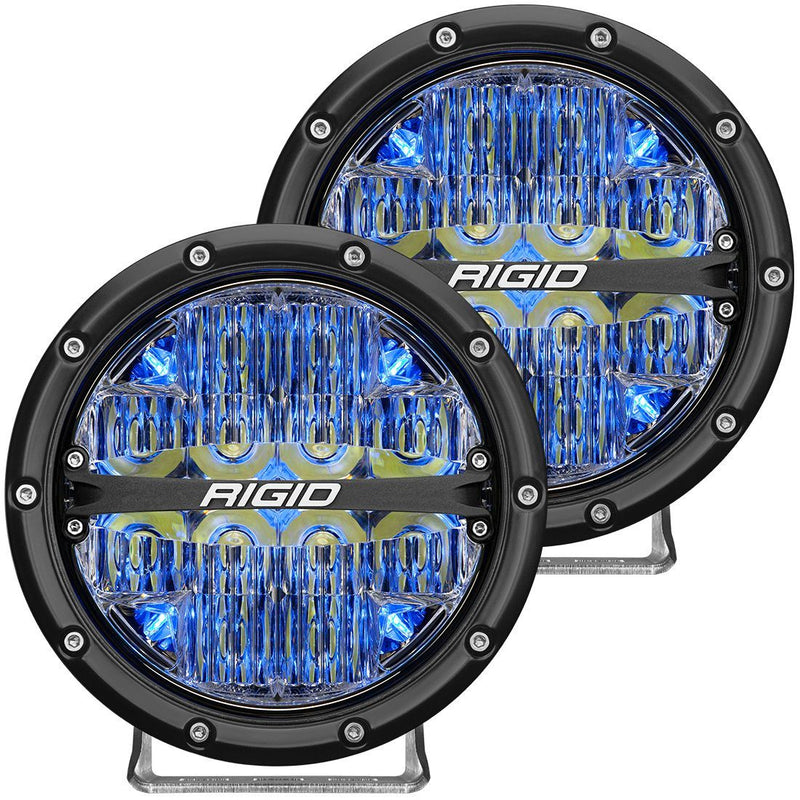 Rigid 36207 360-Series 6 Inch LED Off-Road Drive Optic with Blue Backlight Pair - BumperStock