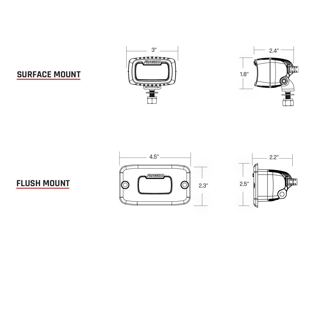 Rigid 980003 SR-M Series Pro Flood Diffused Backup Kit Surface Mount - BumperStock