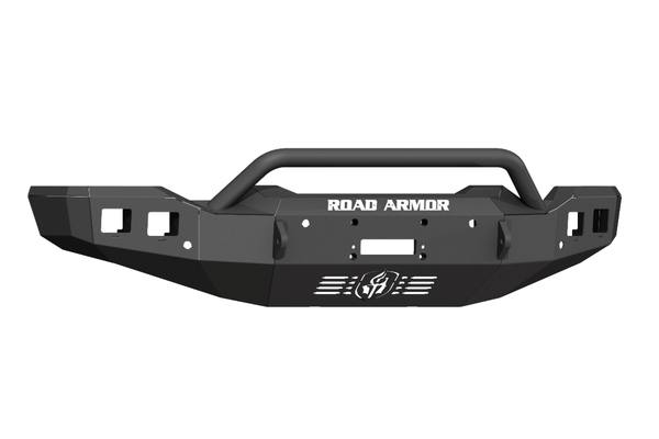 Road Armor Stealth 2202F4B 2020-2023 GMC Sierra 2500/3500 Winch Front Bumper with Pre-Runner Guard and Square Light Cutouts - BumperStock