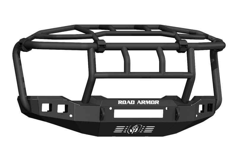 Road Armor Stealth 2202F6B-NW 2020-2023 GMC Sierra 2500/3500 Non-Winch Front Bumper with Titan Guard with Intimidator Guard and Square Light Cutouts - BumperStock