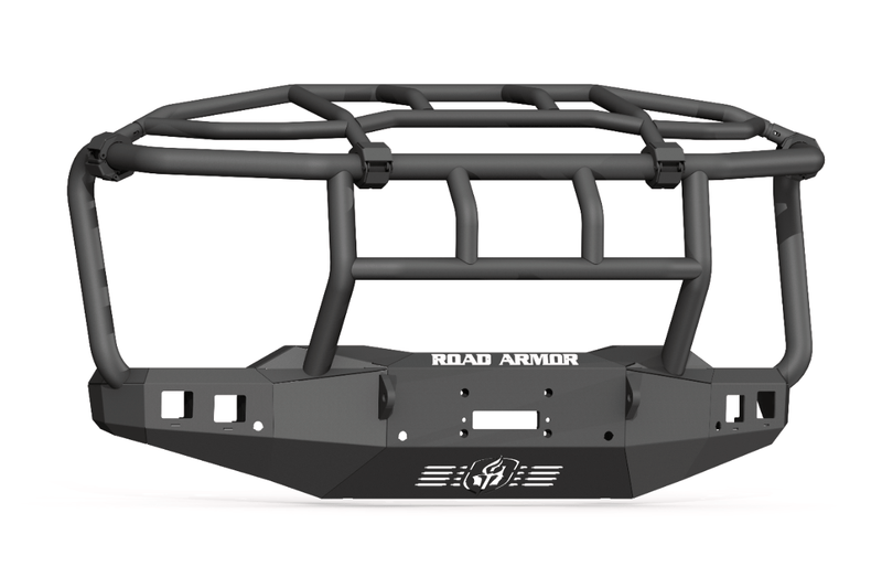 Road Armor Stealth 3202F6B 2020-2023 Chevy Silverado 2500/3500 HD Winch Front Bumper with Titan Guard with Intimidator Guard and Square Light Cutouts - BumperStock