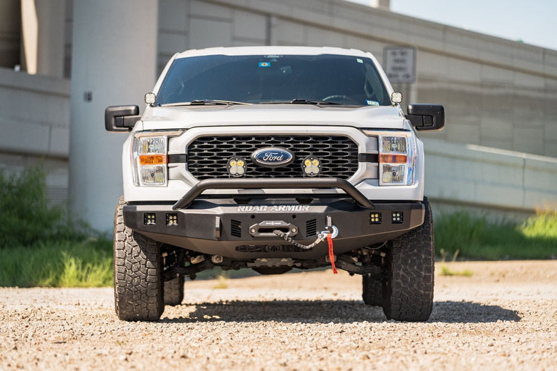 Road Armor Stealth 6211F4B 2021-2023 Ford F150 Front Winch Bumper with Pre-Runner Guard - BumperStock
