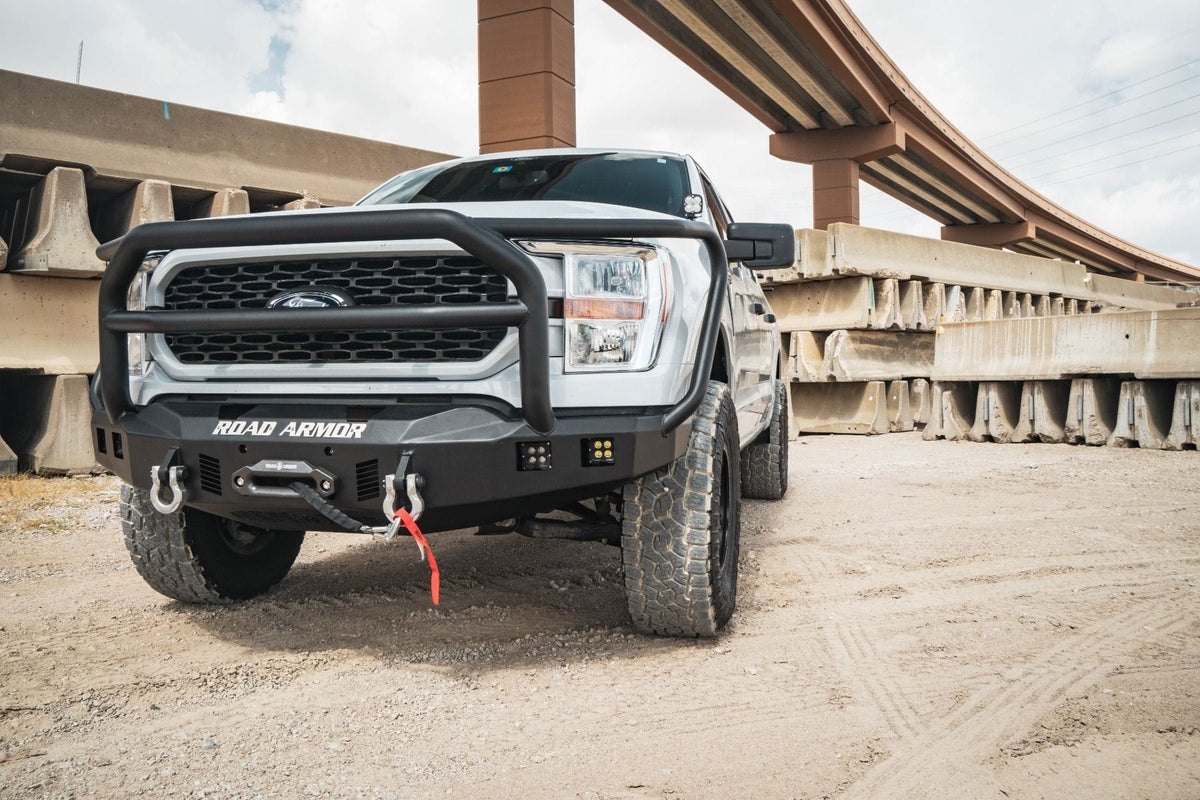 Road Armor Stealth 6211F5B 2021-2023 Ford F150 Front Winch Bumper with Lonestar Guard - BumperStock