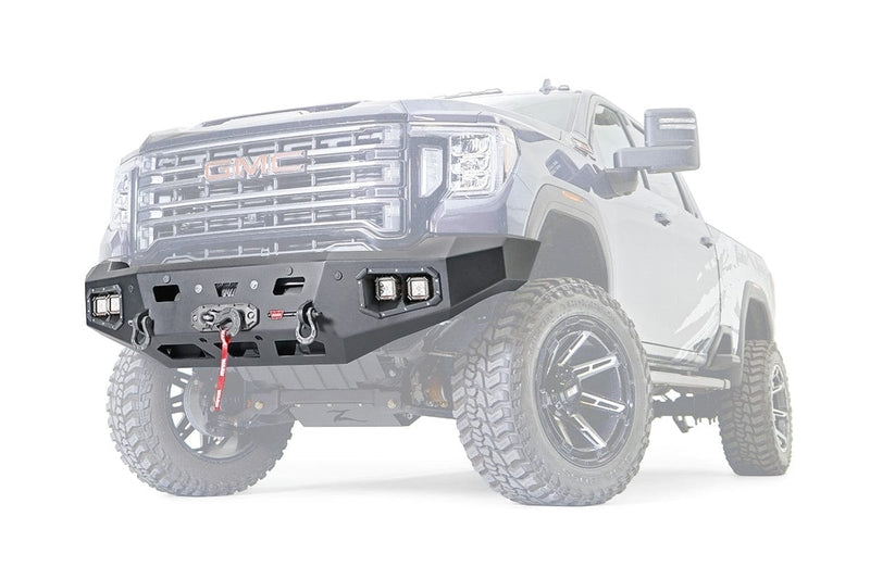 WARN Ascent HD 107177 2020-2023 GMC Sierra 2500/3500 HD Front Winch Bumper with No Grille Guard - BumperStock