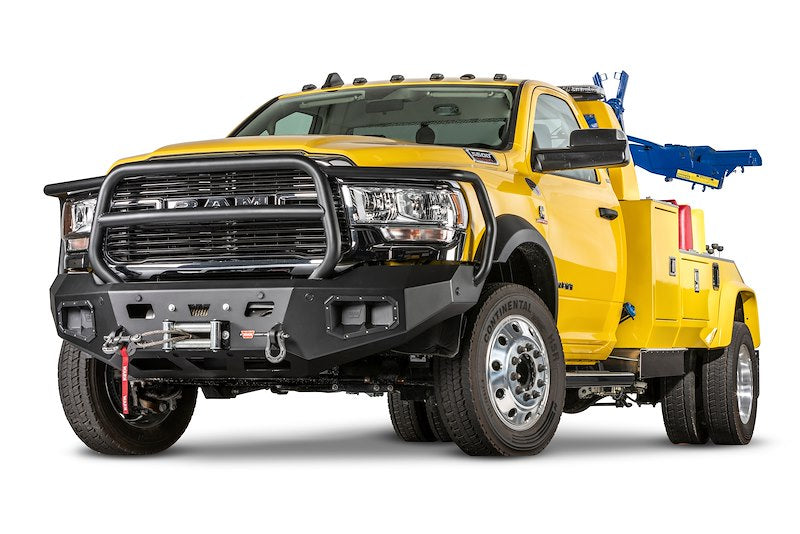 WARN Ascent HD 107002 2019-2025 Ram 2500/3500/4500/5500 Front Winch Bumper with Full Grille Guard - BumperStock