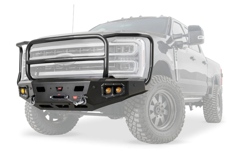 Warn Ascent HD 110630 2023 Ford F250/F350 Super Duty Front Winch Bumper with Full Grille Guard - BumperStock
