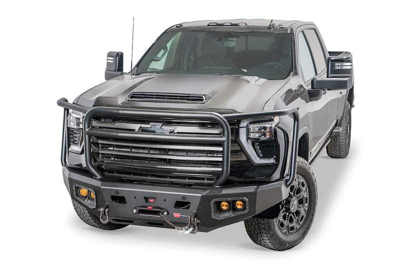 Warn Ascent HD 110913 2024 Chevy Silverado 2500/3500 HD Front Winch Bumper with Full Grille Guard - BumperStock
