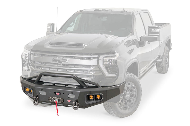 Warn Ascent HD 110914 2024 Chevy Silverado 2500/3500 HD Front Winch Bumper with Pre-Runner Guard - BumperStock