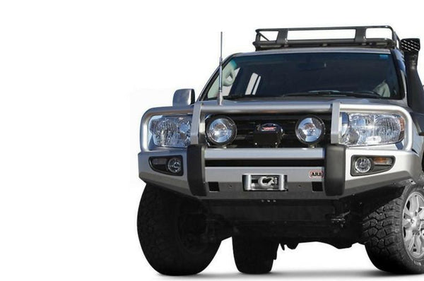ARB 3415110 Toyota Land Cruiser 2007-2011 Deluxe Front Bumper 200 Series Winch Ready with Grille Guard, Black Powder Coat Finish-BumperStock