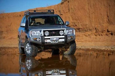 ARB 3415120 Toyota Land Cruiser 2008-2011 Deluxe Front Bumper 200 Series Winch Ready with Grille Guard, Black Powder Coat Finish-BumperStock