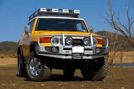 ARB 3420210 Toyota FJ Cruiser 2007-2014 Deluxe Front Bumper Winch Ready with Grille Guard, Black Powder Coat Finish-BumperStock
