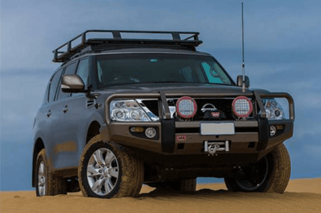 ARB 3423030 Toyota Tacoma 2005-2011 Deluxe Front Bumper Winch Ready with Grille Guard, Black Powder Coat Finish-BumperStock