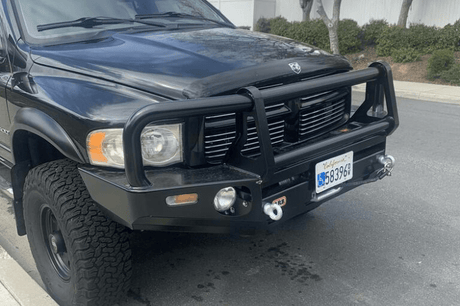 ARB 3452020 Dodge Ram 2500/3500 2003-2005 Deluxe Front Bumper Winch Ready with Grille Guard, Black Powder Coat Finish-BumperStock
