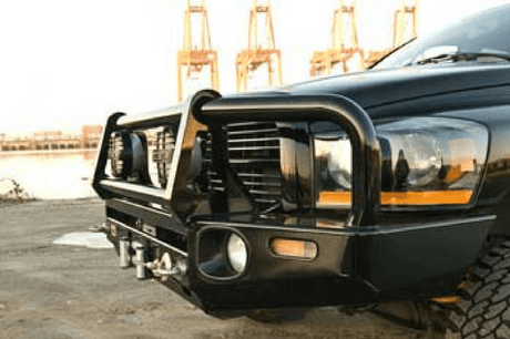 ARB 3452030 Dodge Ram 1500 2006-2008 Deluxe Front Bumper Winch Ready with Grille Guard, Black Powder Coat Finish-BumperStock