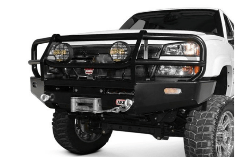 ARB 3462020 Chevy Silverado 2500/3500 2003-2006 Deluxe Front Bumper Winch Ready with Grille Guard, Black Powder Coat Finish-BumperStock