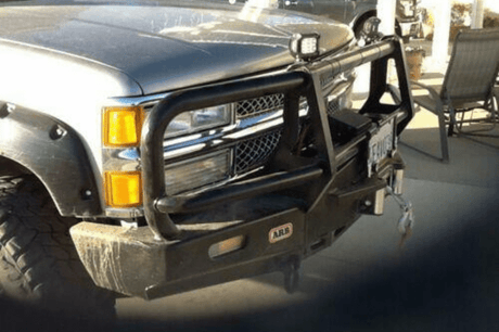 ARB 3462030 Chevy Silverado 1500 1988-1998 Deluxe Front Bumper Winch Ready with Grille Guard, Black Powder Coat Finish-BumperStock