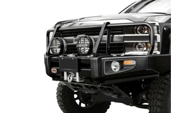 ARB 3462030 Chevy Silverado 1500 1988-1998 Deluxe Front Bumper Winch Ready with Grille Guard, Black Powder Coat Finish-BumperStock
