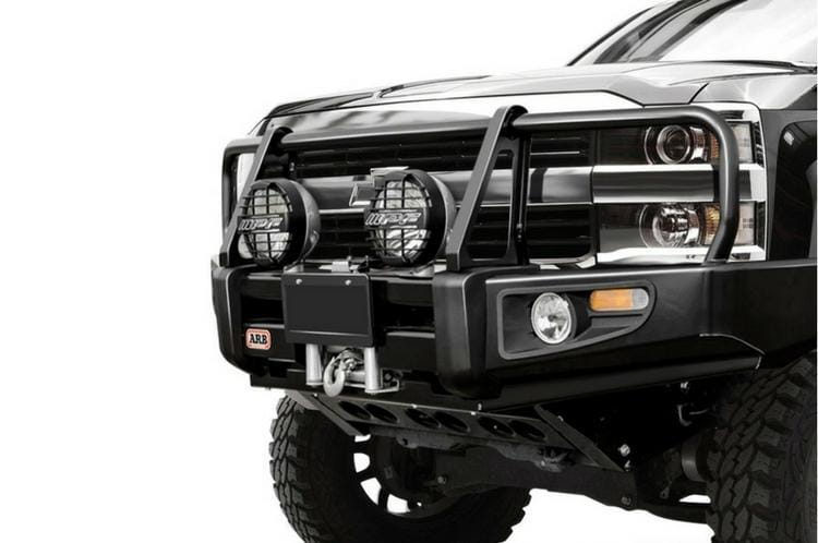 ARB 3462030 Chevy Silverado 2500/3500 1988-1998 Deluxe Front Bumper Winch Ready with Grille Guard, Black Powder Coat Finish-BumperStock