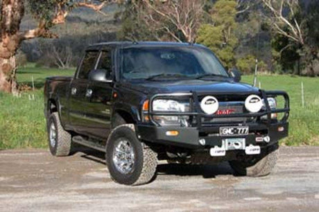 ARB 3462040 GMC Yukon and Yukon XL 2003-2007 Deluxe Front Bumper Winch Ready with Grille Guard, Black Powder Coat Finish-BumperStock