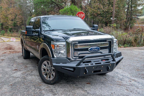 Fab Fours FS11-RS2562-1 Ford F250/F350/F450/F550 Super Duty 2011-2016 Red Steel Winch Front Bumper Pre-Runner Guard