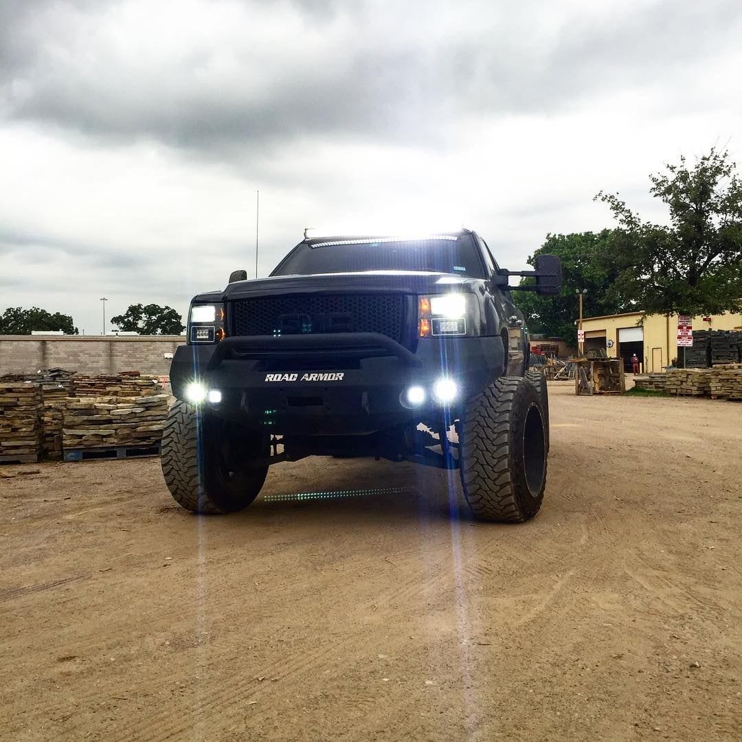 Road Armor 37604B 2008-2013 GMC Sierra 1500 Stealth Front Winch Bumper Pre-Runner Guard-BumperStock