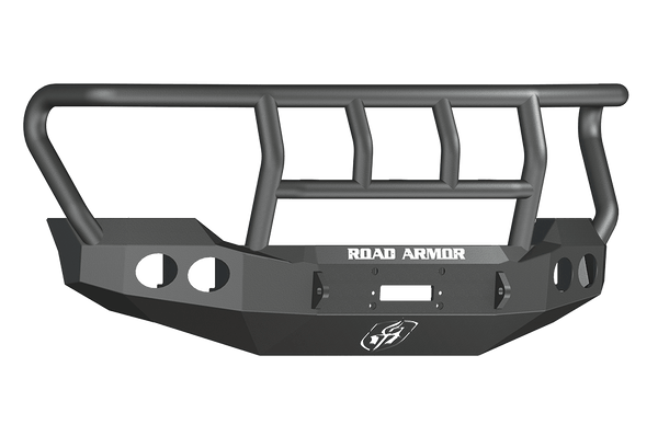 Road Armor Stealth 611402B 2011-2016 Ford F250/F350/F450/F550 Super Duty Winch Front Bumper with Titan II Guard and Round Light Cutouts - BumperStock