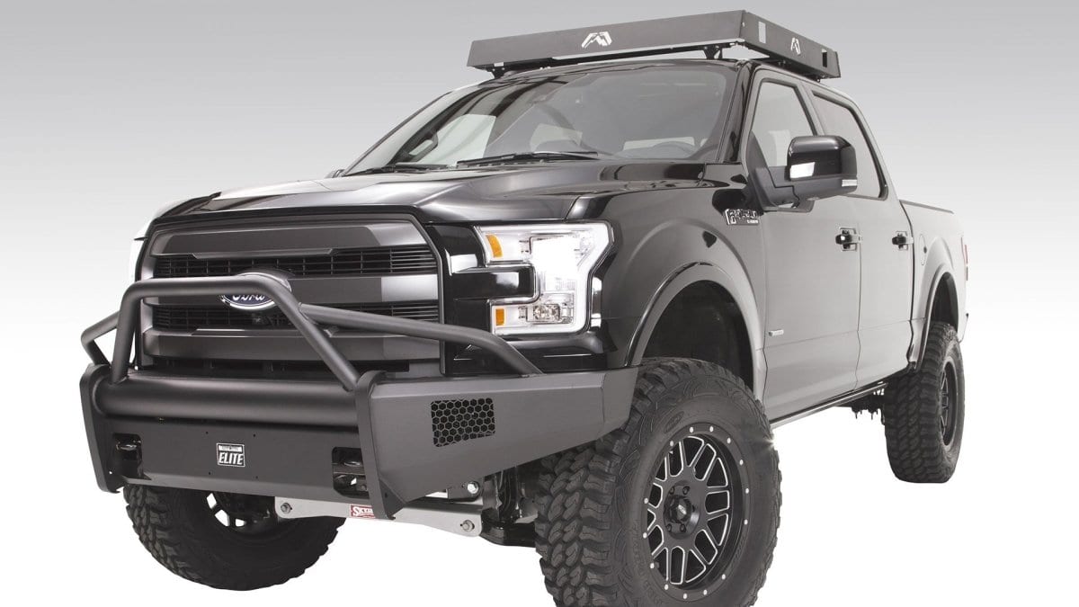 Fab Fours FF18-R4562-1 Ford F150 2018-2020 Black Steel Elite Front Bumper Pre-Runner Guard-BumperStock