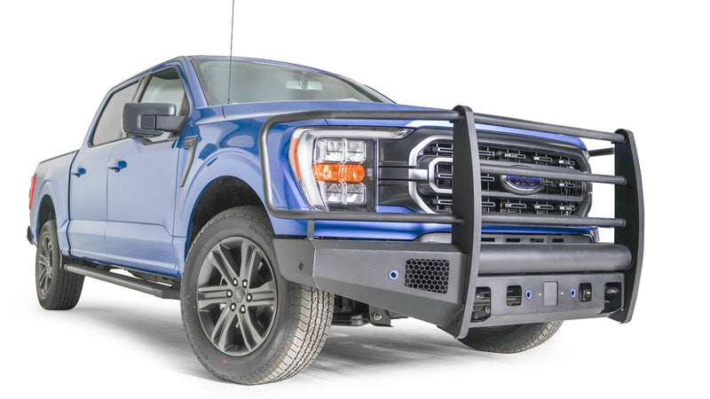 Fab Fours FF21-R5060-1 Ford F150 2021 Black Steel Elite Front Bumper Full Guard - BumperStock