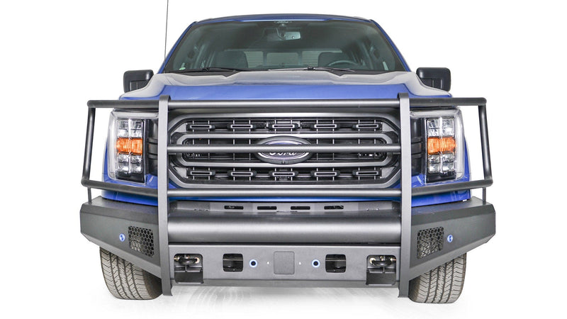 Fab Fours FF21-R5060-1 Ford F150 2021 Black Steel Elite Front Bumper Full Guard - BumperStock