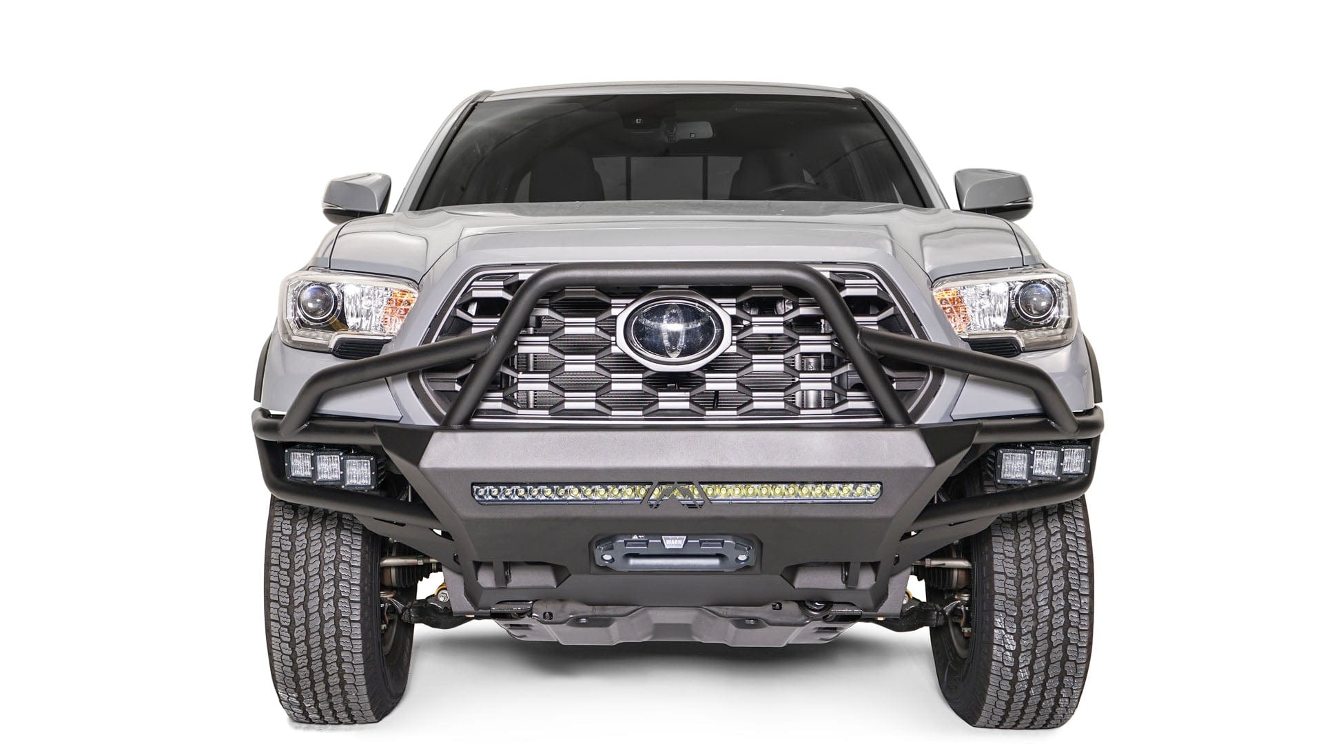 Fab Fours TB16-03-1 Toyota Tacoma 2016-2022 Ultra Light Hybrid Front Winch Bumper High Pre-Runner Guard - BumperStock