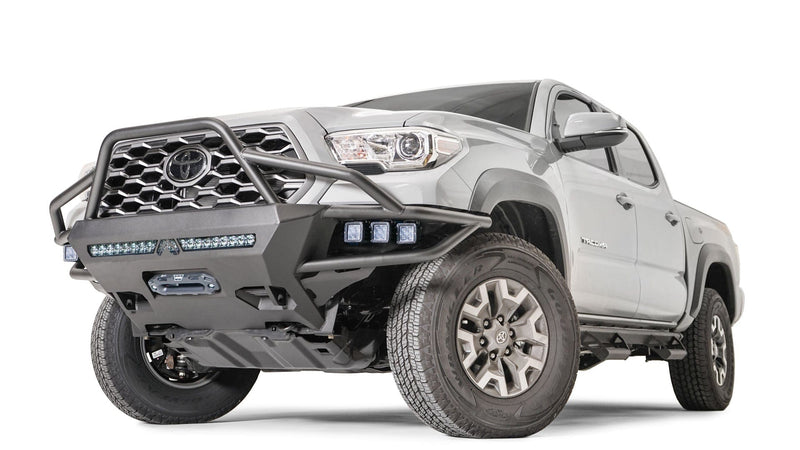Fab Fours TB16-03-1 Toyota Tacoma 2016-2022 Ultra Light Hybrid Front Winch Bumper High Pre-Runner Guard - BumperStock