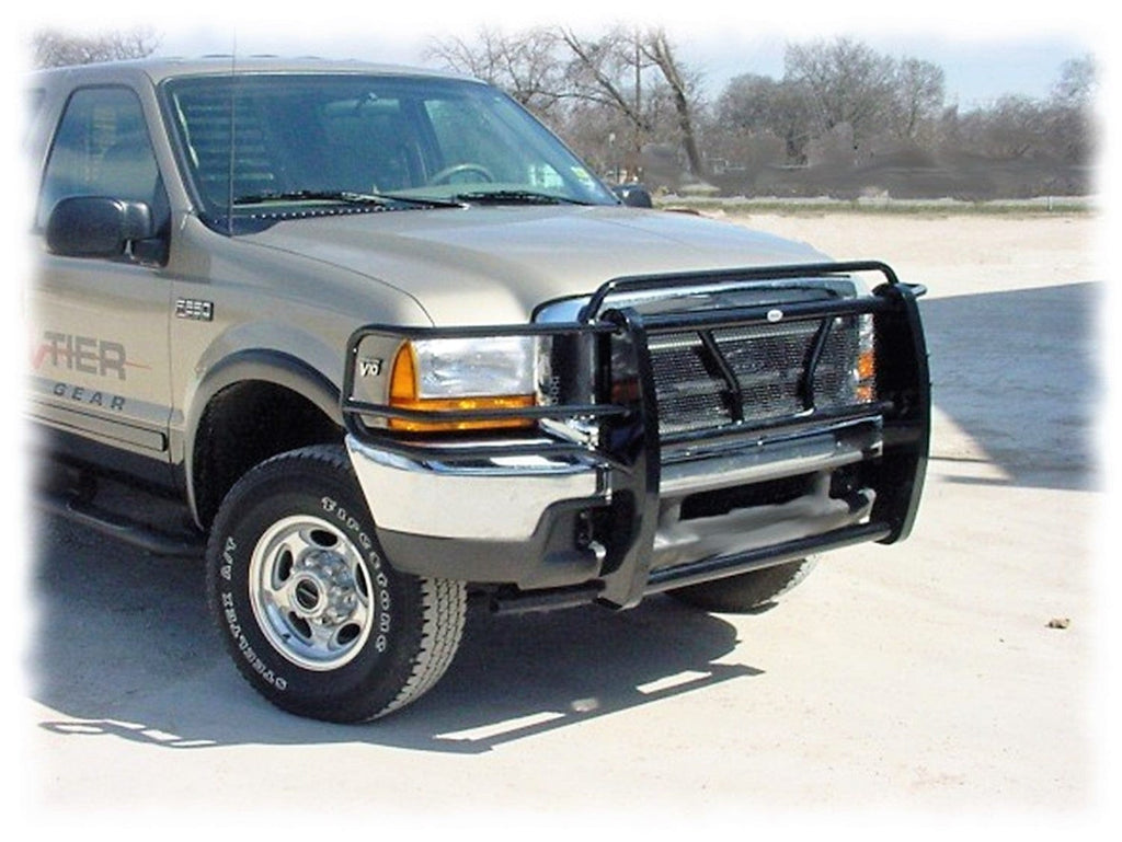 Glossy Black Mesh Grille For 1999-2004 Ford F250 F350 Super Duty - Front Bumper
