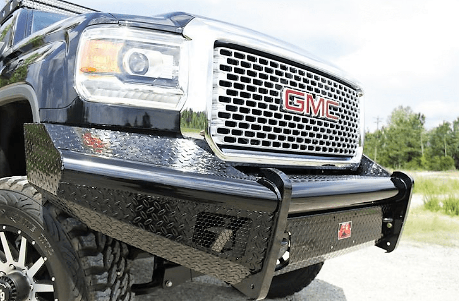 Fab Fours GM08-S2161-1 GMC Sierra 2500/3500 HD 2007.5-2010 Black Steel  Front Bumper No Guard