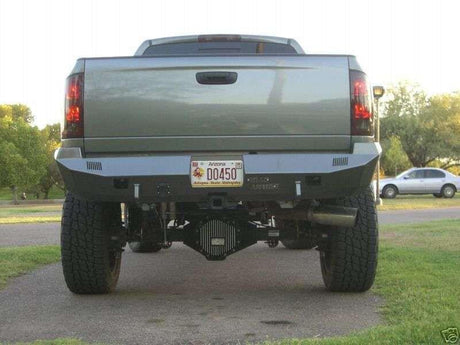 Road Armor 44100B 2003-2009 Dodge Ram 2500/3500/4500/5500 Winch Rear Bumper with Base Guard and Rectangle Light Holes - Satin Black-BumperStock