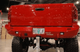 Road Armor 44100B 2003-2009 Dodge Ram 2500/3500/4500/5500 Winch Rear Bumper with Base Guard and Rectangle Light Holes - Satin Black-BumperStock