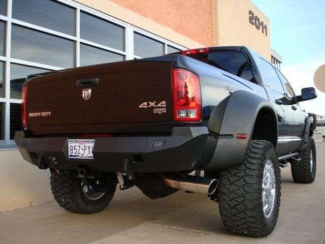 Road Armor 44100B 2003-2009 Dodge Ram 2500/3500/4500/5500 Winch Rear Bumper with Base Guard and Rectangle Light Holes - Satin Black-BumperStock